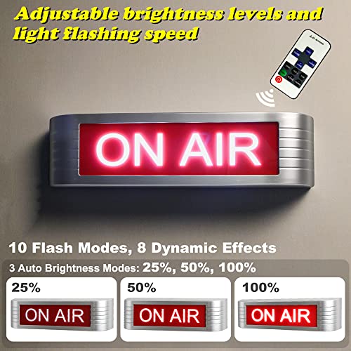 ON AIR Light UP Sign Recording Warning Sign for Studio| Radio Station|Office or home Decor |Door|Youtube|Bar Pub,Different Lighting Modes Wireless Using With Remote Control (On Air)