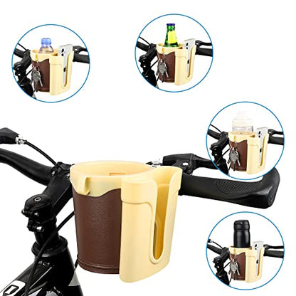 Accmor 3-in-1 Bike Cup Holder with Cell Phone Keys Holder, Bike Water Bottle Holders, Universal Bar Drink Cup Can Holder for Bicycles, Motorcycles, Scooters, Yellow Brown - color: Gream Yellow Brown
