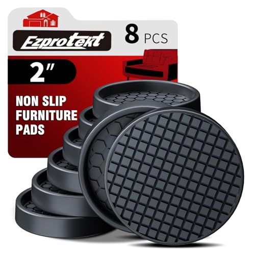Ezprotekt Non Slip Furniture Pads, 8 Pcs 2" Rubber Caster Cups, Anti Skid Furniture Coasters for Hardwoods Floors, No Slide Furniture Gripper, Floor Protector for Bed Couch Furniture Stoppers (Black) - color: Black