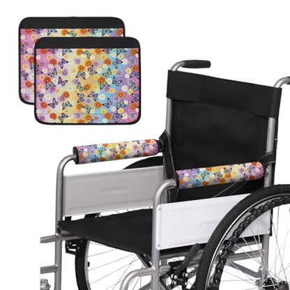 Wheelchair Armrest Pads Butterfly Daisy Wheel Chair Accessories Adults 2 Pack Wheelchair Arm Pads for Office Transport Chair Pressure Relief - color: Butterfly Daisy