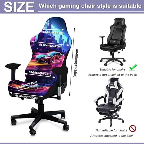 Gaming Chair Covers, 3D Printing Stretchable Soft Non-Slip Easy to Install Gamer Chair Cover with Armrest Cover(No Chair)(E) - color: E