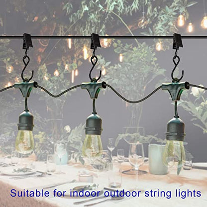 Stainless Steel S Hooks Curtain Clips, 50 Pack Hanging Party Lights Clips Hangers Gutter Photo, Art Craft Display, 2.4 Inch Long, Black - color: 2.4 Inch Long Black