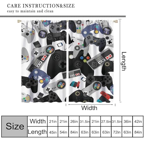 Gamer Curtains, Gamepad Modern Controller Games Console Window Curtains for Boys Girls Kids Room Bedroom Living Room 42" W X 45" L - color: Gamepad-6, size: 21"W x 45"L (Pack of 2)