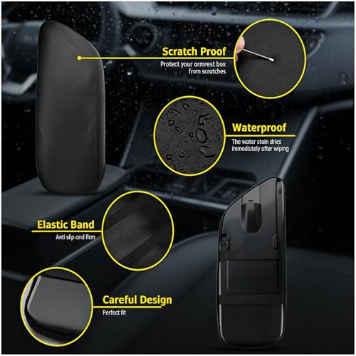 Center Console Armrest Cover Compatible with 2018-2024 Toyota Camry,Interior L, LE, SE, XLE, XSE in Regular, Hybrid, V6, TRD Arm Rest Seat Cover Middle Console Box Lid Protector,Black+Red - color: black