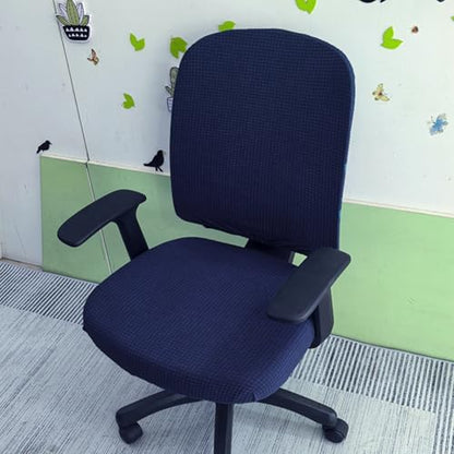 HAPPYDOG 4 Pcs Office Chair Covers Set Stretchable Protective Rotating Computer Chair Seat Covers with Armrest Covers (Dark Blue) - color: Dark Blue
