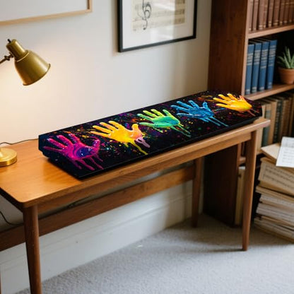 Nuxovilar Stretchy 88 Keys Keyboard Piano Dust Cover, Dust - Proof Elastic Milk Silk with Colorful Handprint Motifs for Digital Keyboards - color: LU02542