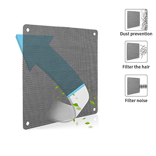 140mm Fan Filter, 10 Pack Black Computer Fan Grill Cover | 0.8mm PVC mesh blocks dust & pet hair. High airflow. Washable & reusable. Fits 140mm fans, screw mount. - size: 140x140mm