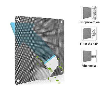 140mm Fan Filter, 10 Pack Black Computer Fan Grill Cover | 0.8mm PVC mesh blocks dust & pet hair. High airflow. Washable & reusable. Fits 140mm fans, screw mount. - size: 140x140mm