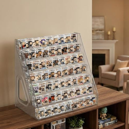 2 Pack 7 Layers Clear Display Shelf for Funko Pop Clear Acrylic Display Case for Miniature Mini Action Storage Mini Collectible Toys Display Shelf for Bitty Pop Compatible with Bitty Pops Funko(Gray)