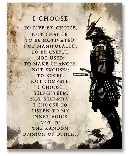 AMERICAN LUXURY GIFTS I Choose Samurai Motivational Wall Art, 11x14 | Warrior discipline print for home gym, office. Stoic bushido poster for men. Unframed, made in USA. Gift for athletes. - color: Unframed, size: 14"L x 11"W