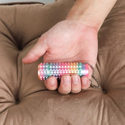 Little Ouchies Pain Stim Fidget Toy, 3D Printed Pocket Spiky Keychain with Clicker Button Spinner Sensory Toys for Anxiety Focus & Stress Reduction Novelty Gifts(Rotate Rainbow) - color: Rotate Rainbow