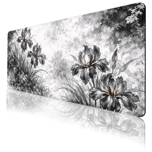 Ink Flower Gaming Mouse Pad Dark Aesthetic XL Mouse Pad Large Mousepad Extended Laptop Keyboard Mat Gaming Desk Pad Mouse Mat Office Computer Keyboard Laptop 31.5"x11.8" - color: Ink Flower, size: 31.5L x 11.8W inches