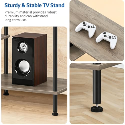 50 Inch TV Stand for Living Room Small Entertainment Center with Storage Shelves Farmhouse 3 Tier TV Console Table Bedroom TV Media Cabinet for 50 43 40 32 Inch, Grey - color: Grey