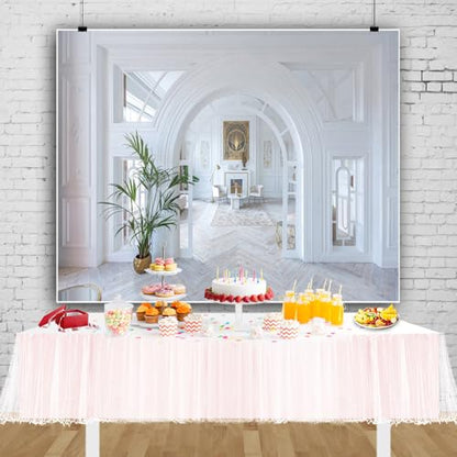 Living Room Backdrop Modern Business Office Window White Indoor Photography Background Meeting Home Arch Door Home House Video Conferencing Decor Photo Shoot Booth Props 10x8ft