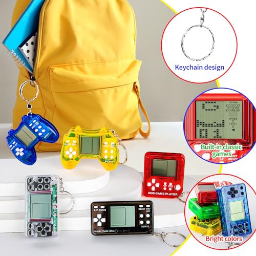 Mini Video Game Keychain Party Favors - 6Pcs Retro and Cute Games Keychain for Kids Themed Party Celebrations