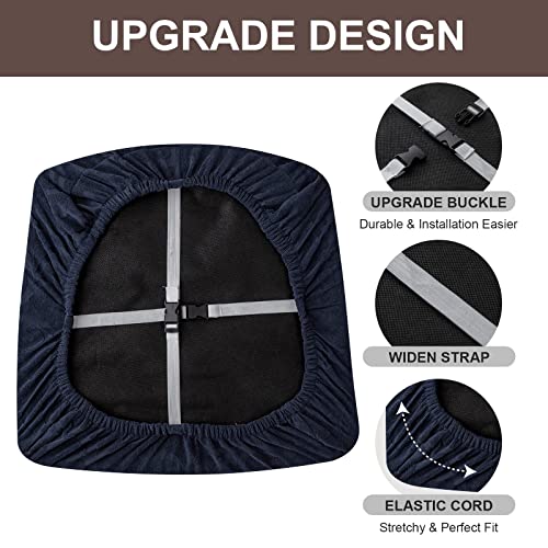 Genina Waterproof Chair Seat Covers Dining Room Chair Covers Stretch Seat Cover for Dinning Room Chair Protector Slipcovers for Kitchen, Hotel (2, Flower Pattern-Navy Blue) - color: Flower Pattern-navy Blue
