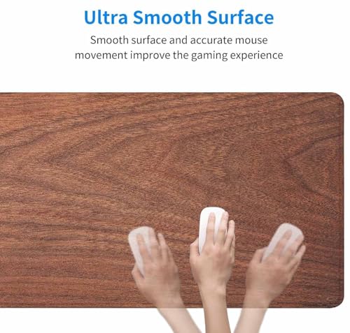 Large Extended Gaming Mouse Pad with Stitched Edges, Non-Slip Rubber Base Mouse Pad for Office, Computer, Keyboard, Laptop and Home Desk Pad 35.4X15.7 Inch Brown Wood Texture - color: Brown Wood Texture, size: 35.4L x 15.7W inches