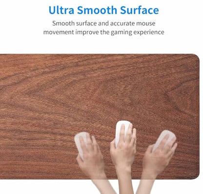Large Extended Gaming Mouse Pad with Stitched Edges, Non-Slip Rubber Base Mouse Pad for Office, Computer, Keyboard, Laptop and Home Desk Pad 35.4X15.7 Inch Brown Wood Texture - color: Brown Wood Texture, size: 35.4L x 15.7W inches