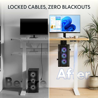 FLEXISPOT Computer Tower Stand, PC Stand up to 44lbs, CPU Holder Adjustable Height and Width Fits Mid-Tower and Mini-Tower, For Dual-crossbeam - size: For Dual-crossbeam