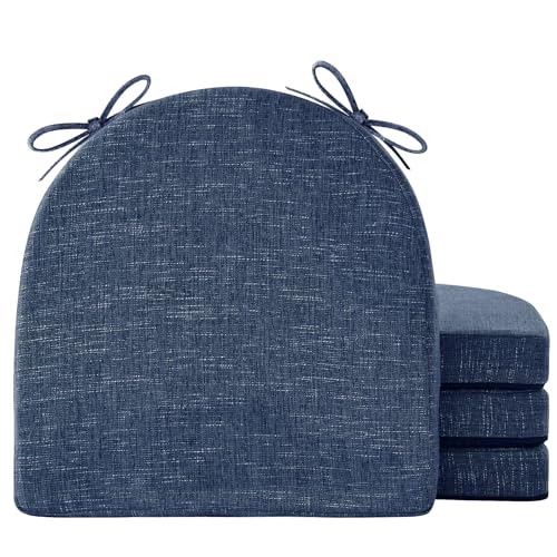IPYNBAP Chair Cushions for Dining Chairs, Kitchen Chair Cushions, 16'' x 16'' x 2'', Non Slip Indoor Seat Cushions, Chair Pads for Dining Chairs with Ties & Removable Cover, Set of 4, Navy - color: Navy, size: 4 Count(Pack of 1)