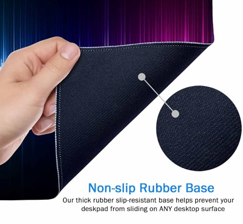 Large Extended Gaming Mouse Pad with Stitched Edges, Non-Slip Rubber Base Mouse Pad for Office, Computer, Keyboard, Laptop and Home Desk Pad 31.5X11.8 Inch Rainbow Audio Wave - color: Rainbow Audio Wave, size: 31.5L x 11.8W inches