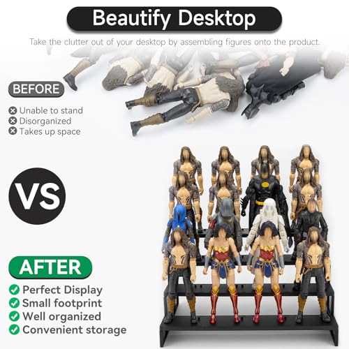 6 inch Acrylic Riser Display Shelf,Clear Action Figures Stands With PEG,4 Tier Toy Collectibles Organizer Compatible with 1/12 Scale Action Figure Toy (Only Fit For 6 inch SW Black Series Figure Toy-Black) - color: Only Fit For 6 inch SW Black Series Figu