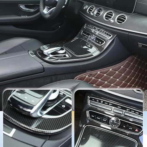 Center Console Gear Box Panel Cover ABS Carbon Fiber Style Compatible with Mercedes Benz E-Class W213 2016-2018