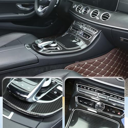 Center Console Gear Box Panel Cover ABS Carbon Fiber Style Compatible with Mercedes Benz E-Class W213 2016-2018
