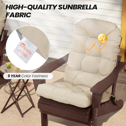 Crestlive Products Sunbrella Adirondack Chair Cushion Outdoor Chair Cushions Water Resistant 50x20x4 Inch High Back Patio Cushions Set of 2 Thick Replacement Cushions Antique Beige - color: Sunbrella Antique Beige, size: 2