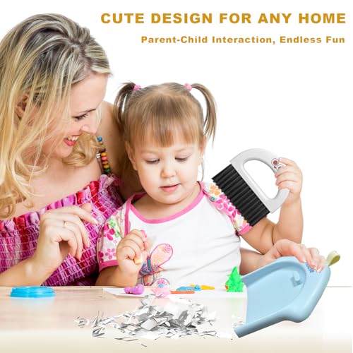 Small Dustpan and Broom Set,Mini Handheld Dust pan with Cleaning Brush Set for Home Desktop, Sofa,Office,Keyboards, Pet Care Household,Camping (Blue) - color: Blue