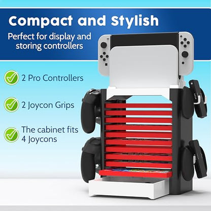Skywin NS Compatible Nintendo Switch Games Holder, Nintendo Switch Stand, Game Disk Rack, Controller Organizer, Switch Holder Stand for Gamers, Nintendo Switch Accessories (White) - color: White