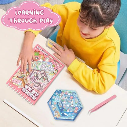 3D Sticker Scenes Book for Adults, 20 Sets DIY Sticker Scene Book Miniature House Shop Craft, Scene Stickers Creative Therapy Activity for Stress Relief