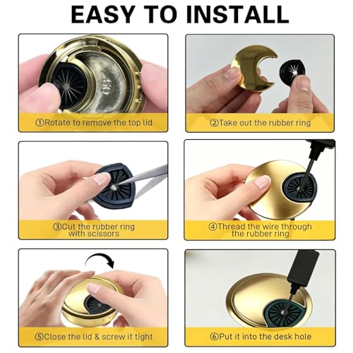 2 PCS Metal Desk Grommet 2 Inch(50mm) Metal Desk Hole Cover for Cables Zinc Alloy Table Cord Hole Cover for Organizing & Hiding Wire Cable - Bronze