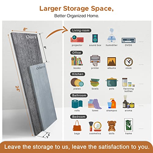 Forbena Gray Floating Shelves Wall Mounted Bookshelf Set of 3, 24 Inches Long 8 Inch Deep Wall Shelves for Bedroom, Bathroom, Living Room, Laundry Room, Kitchen, Office, Closet (Rustic Grey) - color: Rustic Grey, size: 24 x 8 Inch