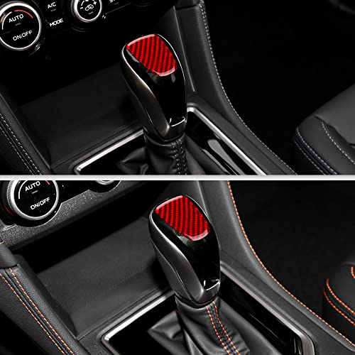 AIRSPEED Car Gear Shift Knob Head Cover Sticker Carbon Fiber Interior Trim for Subaru Impreza 2017-2023 Crosstrek 2018-2023 Accessories (Red) - color: Knob Head Cover-Red
