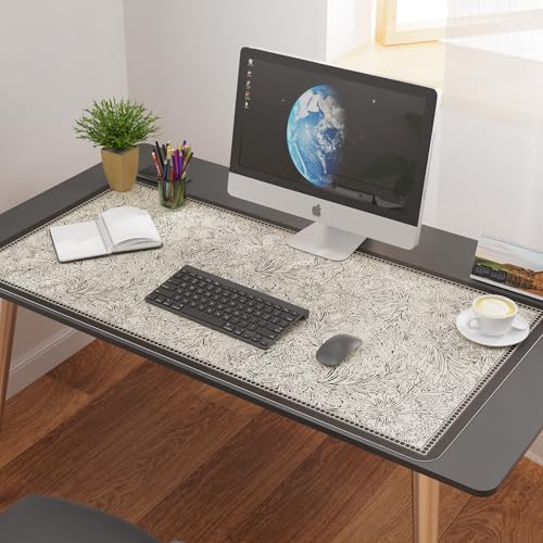 PVC Desk Mat Vintage Table Cover Protector, Non-Slip Writing Desk Pad for Laptop & Keyboard, Waterproof Desktop Mat for Office Home Coffee Kitchen Dresser (Floral Beige, 36” x 72") - color: Floral Beige, size: 72" x 36"