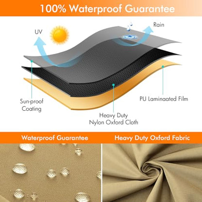 WLEAFJ Patio Chaise Lounge Cover Waterproof, Heavy Duty Outdoor Lounge Chair Covers, Durable Patio Furniture Covers, 78L x 34W x 32H inch - 2 Pack, Khaki - color: Khaki, size: 2 Pack-78L x 34W x 32H inch