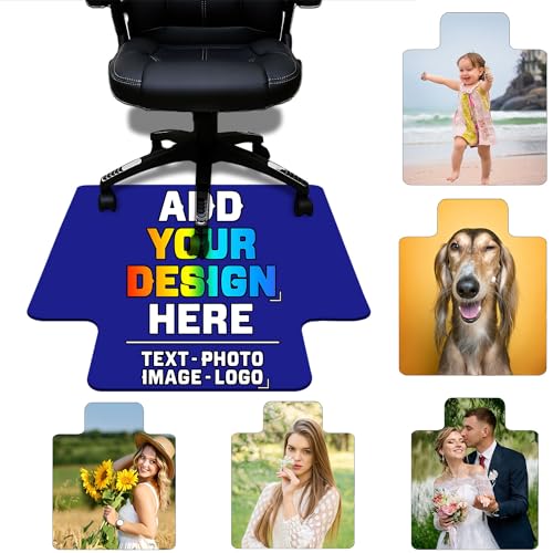 Custom Office Chair Mat for Hardwood Floor and Tile Floor, Personalized Your Image Text Desk Mat for Rolling Chair and Computer Desk, 30" x 48" with Lip Rectangle Chair Mats, Dark Blue - color: Dark Blue, size: 30"x 48"