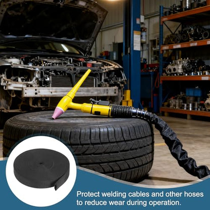 HARFINGTON Nylon Protective Hose Sleeve 0.6" ID 33FT Cable Cover Sheath Hydraulic Hose Protector Wrap for Welding Cord Tig Torch Hydraulic, Black - size: 0.6" ID 33FT
