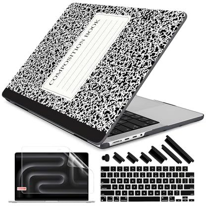 DONGKE Case for MacBook Pro 14 Inch (2026-2021 Release, M5 M4 M3 M2 M1 Pro/Max Chip), Plastic Slim Hard Shell Protective Cover with Keyboard Cover & Screen Protector, Composition Book - color: Composition Book