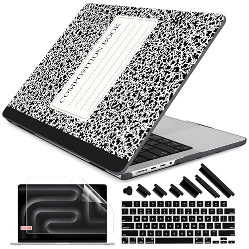 DONGKE Case for MacBook Pro 14 Inch (2026-2021 Release, M5 M4 M3 M2 M1 Pro/Max Chip), Plastic Slim Hard Shell Protective Cover with Keyboard Cover & Screen Protector, Composition Book - color: Composition Book