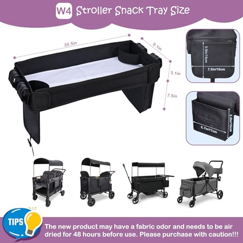 Babenest Stroller Snack Tray for Wonderfold Wagon W4, Foldable Thickened Snack Tray with Cup Holder, Storage Mesh Bag & Pen Slot, Easy to Clean Snack Board for Drawing - size: W4