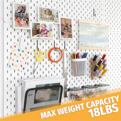 Black Pegboard S Hooks for IKEA SKADIS, 16 Pack | Compatible with IKEA SKADIS Pegboard, Rust Resistant Steel Hooks, 18 lb Load Capacity for Kitchen, Office, Craft - style: Black S Hook