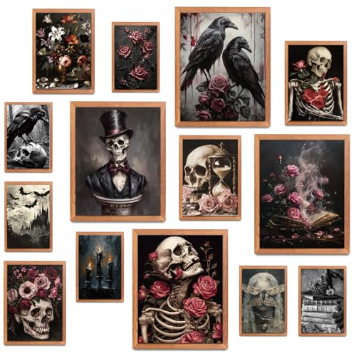 Elegift Gothic Grunge Wall Art Prints, Gothic Room Decor Aesthetic, Dark Moody Poster, Victorian Grunge Wall Posters, Halloween Decor for Home, Dorm Wall Decor - (Multi Sizes, 8" X 10" Largest, Set of 14,Unframed) - color: Gothic