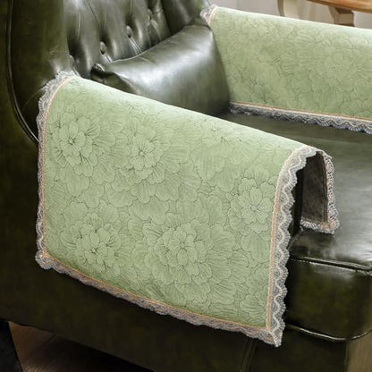 MINJIATEX Couch arm Covers,Non-Slip lace Sofa arm Covers Set of 2 Washable Sofa armrests Cover for Living Room Recliner Chair arm Cover Protectors for Leather armrest (FH-Sage Green) - color: Fh-sage Green