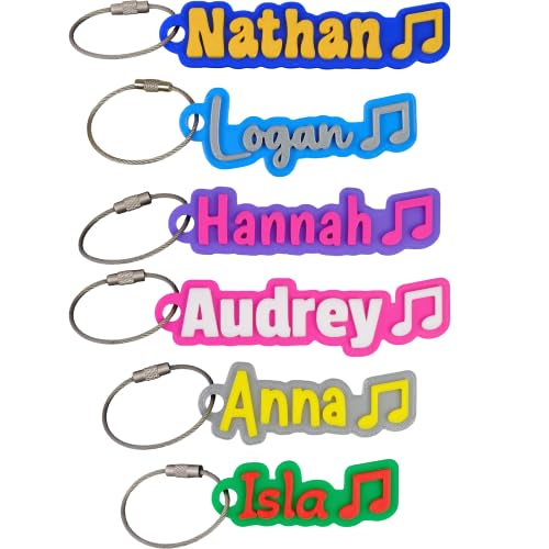 SuperFineDeesigns Bag and Water Bottle Name Tag with Cable – Custom Durable 3D Printed Name Tag Backpack & Sports Bottles - style: Music
