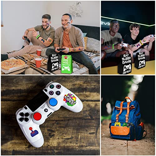 Bluegogo 146 Pcs Video Game Party Favors: VIP Passes Keychains Tattoo Stickers Shoe Charms Button Caps Bags for Gaming Party Favors - style: Game Favors
