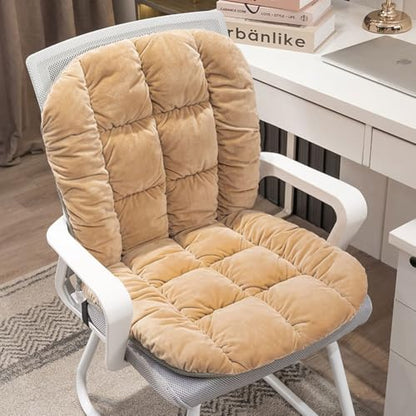 Desk Chair Cushion Non-Slip Rocking Seat Cushion Office Chair Pad Dorm Seat Cushion with High Back Support Soft Seat Pad with Ties for Office Car Home Dining Room Kitchen - color: Khaki