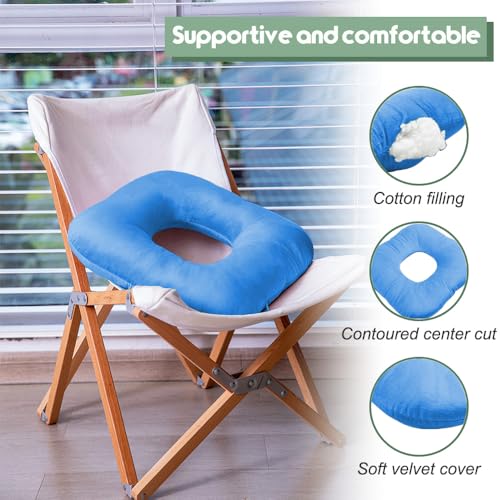 Stuffed Donut Pillow Seat Cushion | for Tailbone and Coccyx Pain, Hemorrhoids, Bed Sores, Pregnancy, Prostate, Surgery Recovery, Sitting Pressure Relief, for Home, Office and Car (Blue) - color: Blue