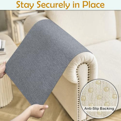 Couch Arm Covers, Waterproof Armrest Cover for Sofa, Loveseat, Armchair, Non-Slip Recliner Arm Cover, Sofa Arm Covers, Headrest Cover, Arm Chair Covers Set of 2 (Dark Gray, 26"×26") - color: Dark Gray, size: 26" x 26" - 2 pcs